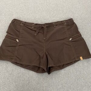 Lucy Cargo Shorts Womens Medium Brown Nylon Beach‎ Hiking Casual Zipper Pockets